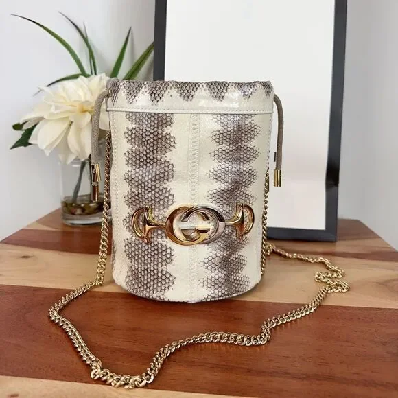 NWOT Gucci Snakeskin Mini Zumi Bucket Bag - Picture 3 of 14
